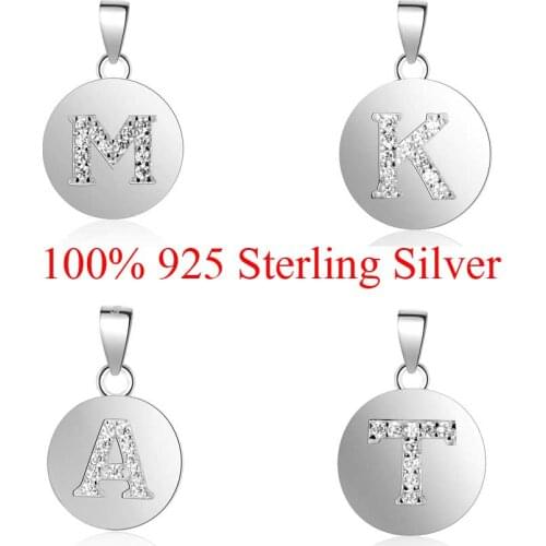100% 925 Sterling Silver Initial Name Charm Pendant for Women DIY Jewelry Finding Charms A-Z Alaphabet Charms Wholesale
