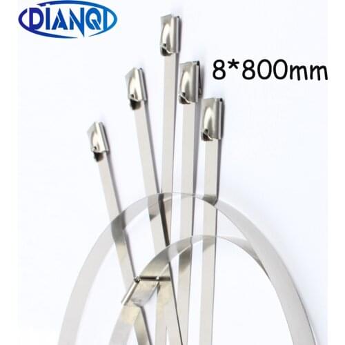 100pcs 8*800mm 8x800mm 8mmx800mm Latching Self-Locking Stainless Steel Zip Cable Tie Lock Tie Wrap cable ties 201 304 316