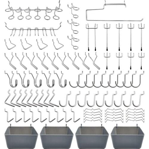 120Pcs16 Different Types of Pegboard Hooks Include Plastic Bins, Pegboard Bins, Organizer, for Garage