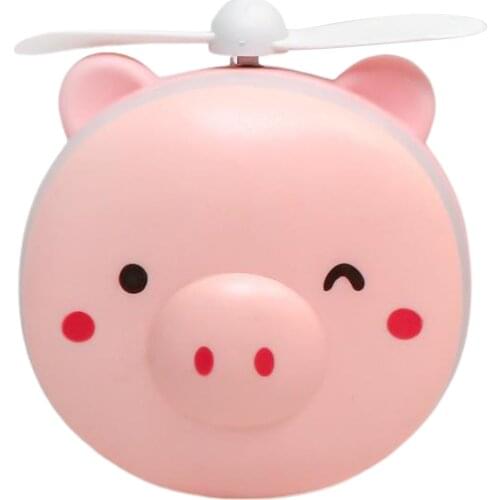 3in1 Cute Piggy Mini Cosmetic Mirror Cooling Fan Light USB Outdoor Indoor