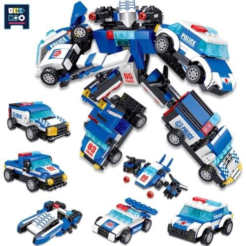 541Pcs 6in1 City SWAT Mech Series Transformation Robot Building Blocks Aircraft Truck Educational Bricks Toys for Children Gift