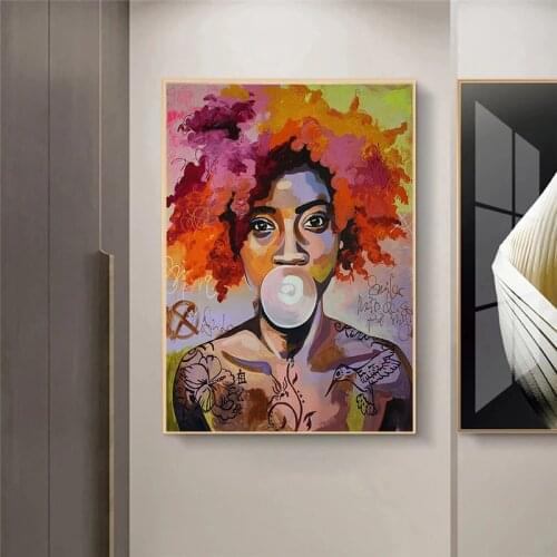 Abstract Colorful Woman Canvas Painting African Woman Poster and Prints Nordic Wall Art Pictures for Living Room Home Decoration