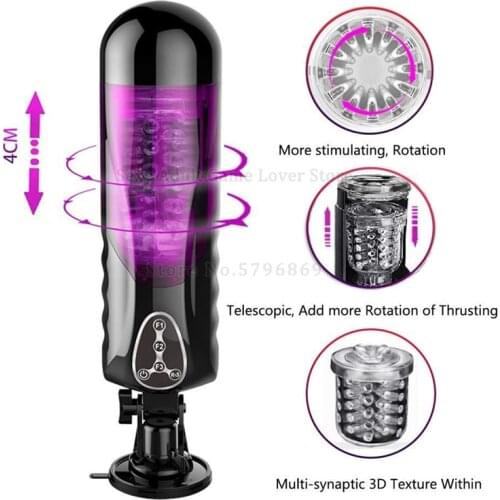 Automatic Telescopic Rotation Piston Sex Machine Sexual Moans Male Masturbator Tools 42℃ Heating Erotic Adult Toys For Men Gay