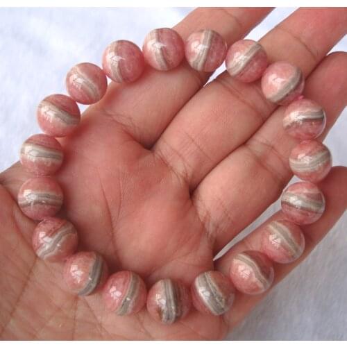 Free Shipping Natural Rhodochrosite 11mm,12mm,12.5mm,13mm Round Beads Bracelet Women Jewelry Accessories Weddings Parties Gift