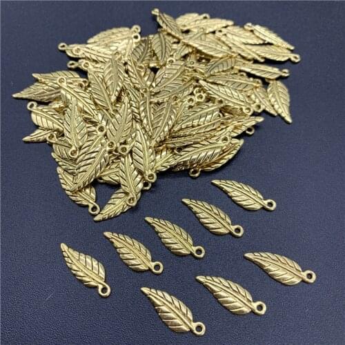 35pcs 20x7mm Alloy Beads Cap Ancient Golden Charms Leaves Shape Pendant Charms For Jewelry Making DIY Accessories