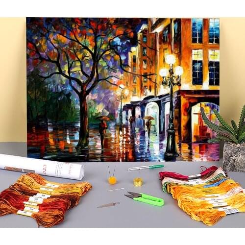 Rain In Miami Printed 11CT Cross-Stitch DIY Embroidery Set DMC Threads Craft Needlework Sewing Handmade Gift Promotions