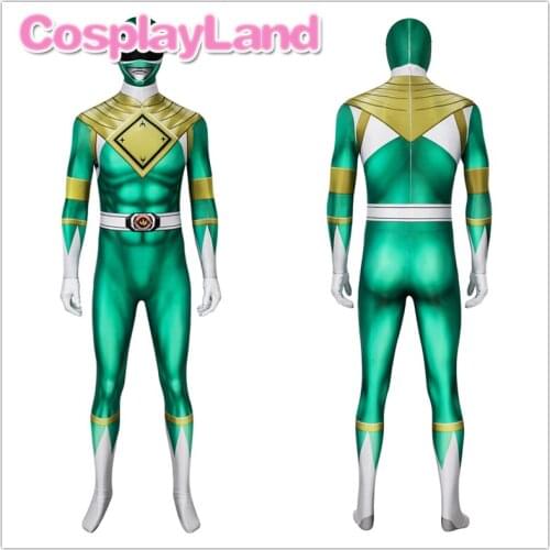 Dragon Ranger Cosplay Green Ranger Jumpsuit Halloween Superhero Spandex Bodysuit Burai Costume Fancy Outfit