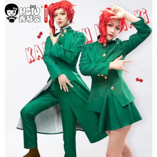 HSIU Anime JoJos Bizarre Adventure Role wig Kakyoin Noriaki cosplay Wig Red curl high temperature fiber wig Cap