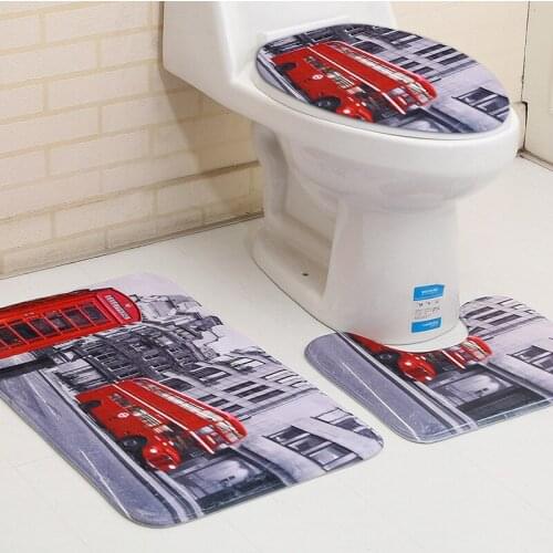 Zeegle Scenic Pattern 3Pcs/set Bathroom Mat Carpet Toilet Rug Non-Slip Barthroom Floor Mats Toilet Cover For Bathroom Decoration