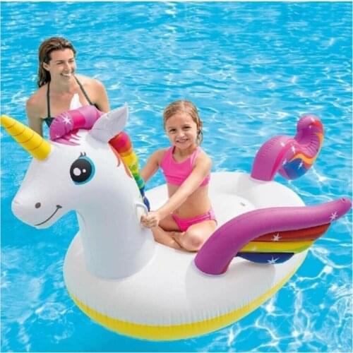 Fun Shaped Unicorn Figured Summer Inflatable Swimming Pool Water Hammock Air Mattresses Cushion Beach Sports Lounger 2,01 x 1,40