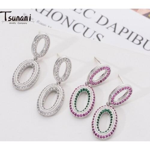 Hot New Fashion Simple Women Earring Zirconia Earrings Vintage Geometric Long Hanging Earrings Korean Round Style Female Jewelry