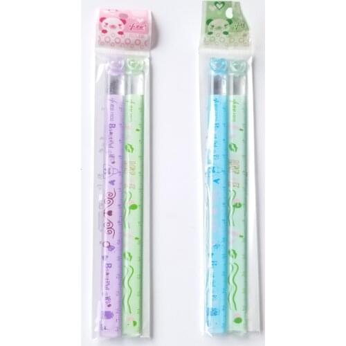 2PCS New Cute Love Mini Ruler Learning A Good Helper 15 Cm Childrens Favorite Cartoon Straight Ruler Study Measure Stationery