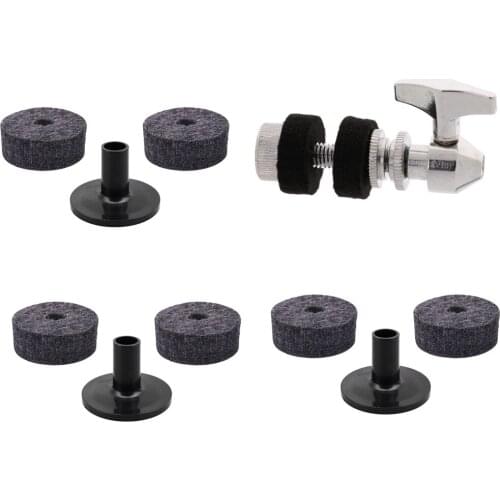 Hi Hat Clutch+3pcs Long Cymbal Sleeves+6pcs Drum Set Felt Washers for Percussion Accessories