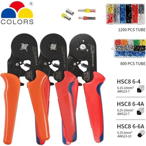 Crimper Plier Set 0.25-10mm2 self-adjustable ratchat wire crimping tool with 1200 Wire Terminal Crimp Connector Insulated