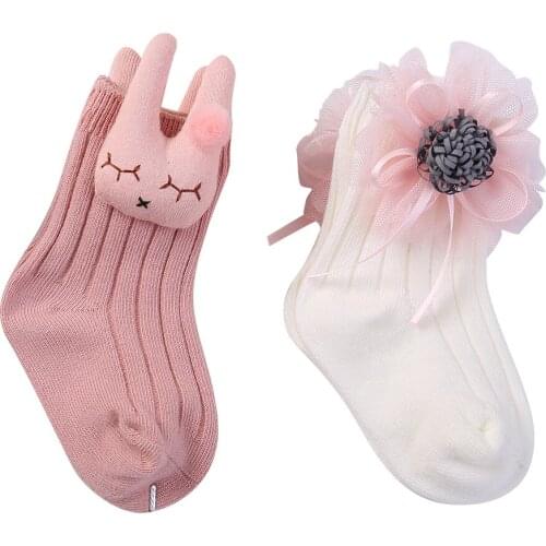 2 Pairs Newborn Toddler Baby Socks Spring Autumn Thin Cotton Cute Cartoon Animal Socks for Infant Boy Girls 0-5Y