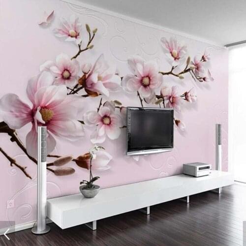 3D Pink Lily Flower Wallpaper Murals Home Art Wall Decals Mural for Living Room TV Background HD Printed Wall Papers Roll Custom