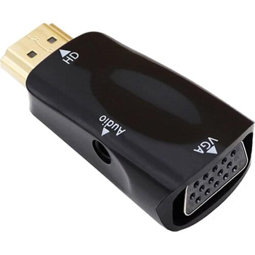 New Male To Female HDMI-compatible To VGA Adapter HD 1080P Audio Cable Converter for PC Laptop TV Box Computer Display Projector