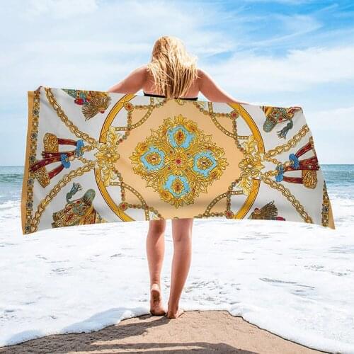 PHAYON Beach Towel Quick-dry Microfiber Bath Towels Golden Tribal Pattern Cushion Bath Towel Yoga Mat Beach Towel