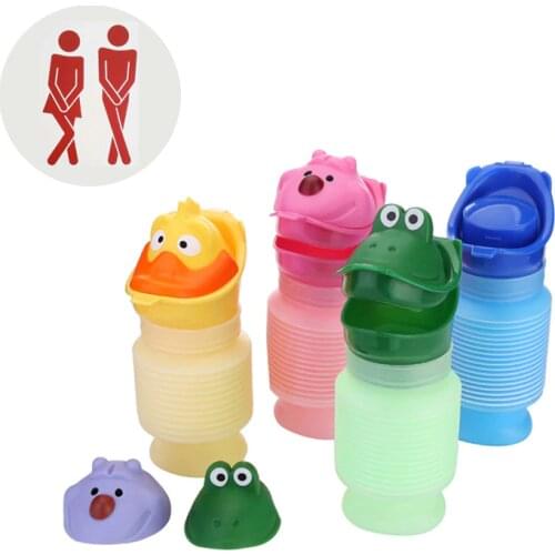 Portable Travel Toilet Cartoon Bottle Baby Outdoor Toilet Potty Training Pot Kids Urinal Adult Car Toilet Flexible Easy Clean