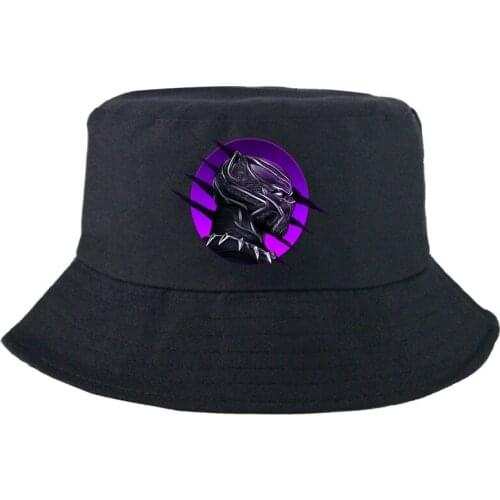Disney Marvel Black Panther Fishing Hat Double-sided Panama Cap Fashion Sunbonnet Graphic Bucket Hat Unisex Harajuku Fedoras