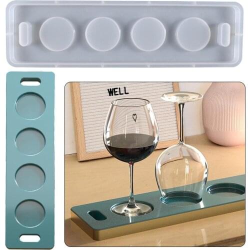 Wine Glass Tray Silicone Mold For Resin DIY Crystal Epoxy Resin Mold Beer Rack Mirror Casting Mould Home Decoration Making Tool