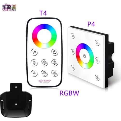 T4+P4 New Led Dimmer Wireless Remote Single-Zone RGBW Controller Touch panel P4 and RF Wireless Remote T4 Dimmer DC12V 24V