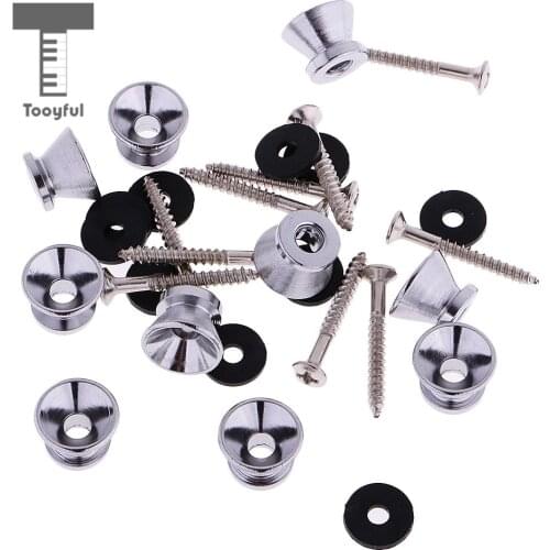 Tooyful 10Pcs Metal Strap Lock Button Pin with Ring Screw for Acoustic Electric Guitar Ukulele Bass Guitar Remove Screw Silver