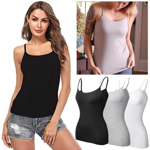 Women Camisole Tank Tops Padded Bra Summer Top Mujer Spaghetti Strap Sleeveless Cropped Women Casual Shirts Seamless Croptop