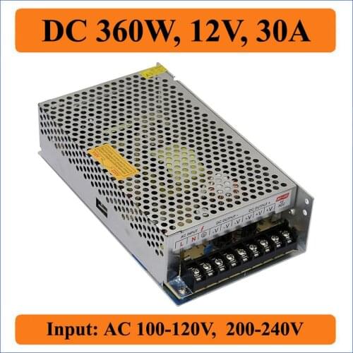 360W 12V 30A Triple Output Switching power supply for Led Strip liht, AC 100-240V input Transformer to DC 12V Outputs Power