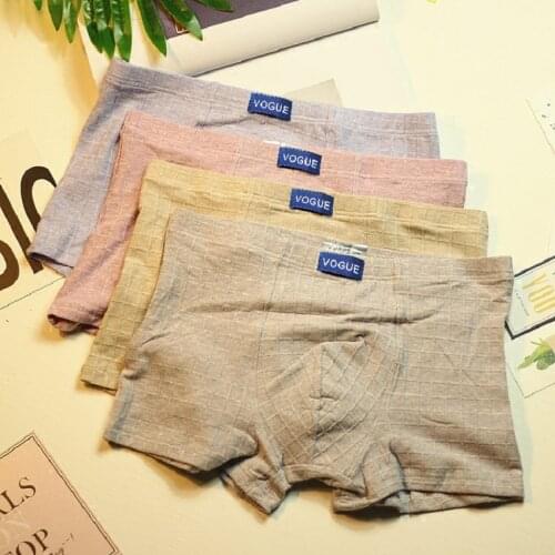 3pcs Mens Underwear Comfortable Pure Color Cotton Panties Breathable Skin-friendly Personality Boys Sports Boxer Shorts