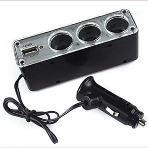 Unviersal 3 Way Auto Sockets Car Cigarette Lighter Adapter Lighter Splitter Lighter USB Charger Power Adapter DC+USB Port Plug
