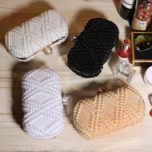 GLOIG Beaded ladies evening bags vintage style wedding bridal clutch for party dinner box case handbags with shoulder purse