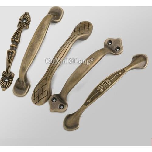 High Quality 10PCS European Antique Brass Kitchen Cabinet Door Handles Cupboard Wardrobe Drawer Cabinet Pulls Handles & Knobs