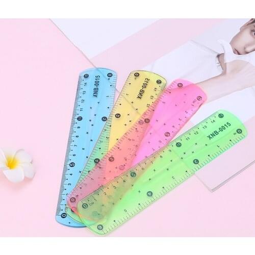 1Pc Soft 15cm Ruler Multicolour Flexible Creative Stationery Straight Rule School Office Supply Random Color C26