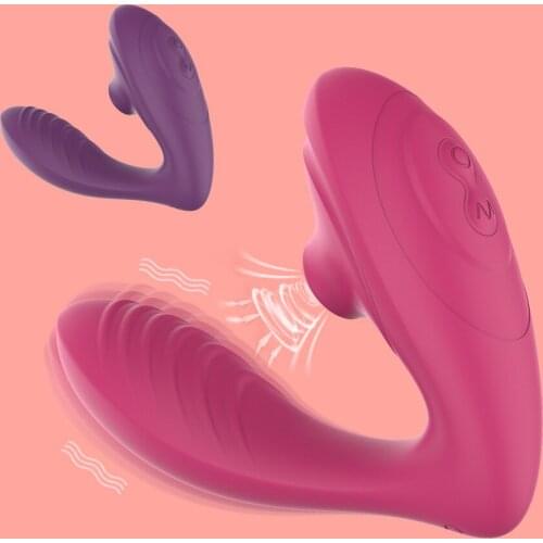 10 Speeds Double Penetration Sucker Clitoris Stimulator Vagina Dildo Vibrator Adult Erotic Products Sex Toys for Woman Shop