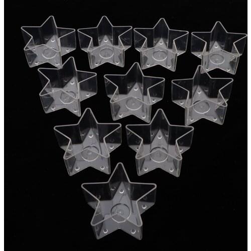 10x Square Star Clear Plastic Tealight Cup Holder Candle Container