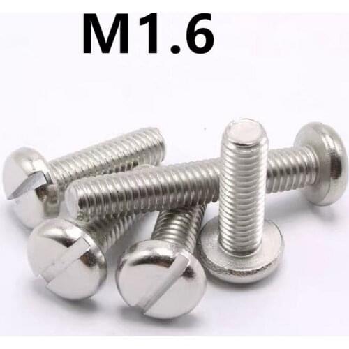 200PCS M1.6x3/4/5/6/8/10/12/14/16mm DIN85 GB67 304 Stainless Steel Slotted Pan Screws Slotted Grooving Screw