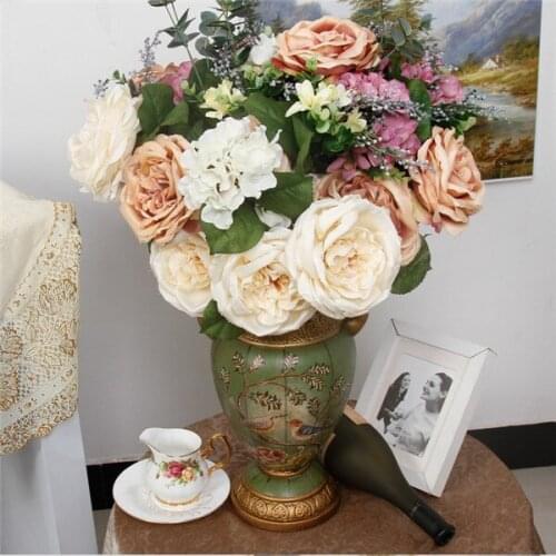 2015 High qulity party decoration fashion wedding silk flower cheap large artificial peony bouquet