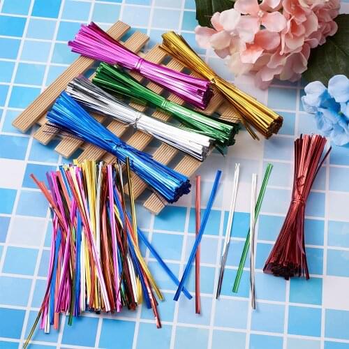 2400pcs Mixed Color Plastic Wire Twist Ties for Bread Candy Bag Baking Packaging Cello Bags Lollipop Twist Tie 12cm 14cm