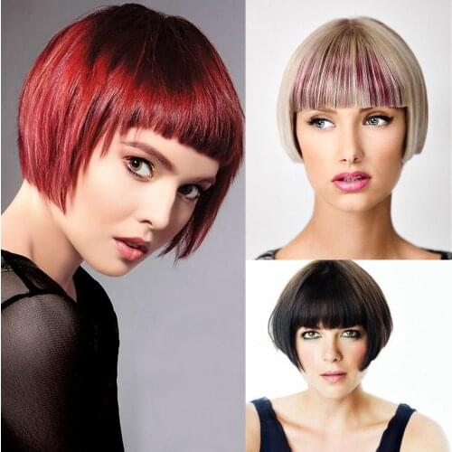 AOSIWIG Two-Color Splicing High Temperature Air Bangs Wig Synthetic Hair Extension Clip