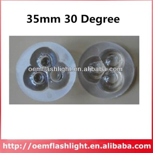 3-in-1 35mm 30 Degree High Power LED Glass Lens with Flat Surface - 1 Piece