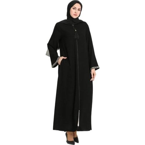 MC4017 Abaya Women Long Sleeve Muslim Abaya Dress Maxi Kaftan womens dress TASSEL DETAIL ABAYA big size dresses for women