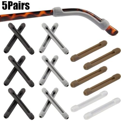 5Pairs Anti-slip Soft Silicone Eyeglass Strap Retainer Holder Sunglasses Ear Hook Temple Tip Glasses Bracket End Glasses Grip