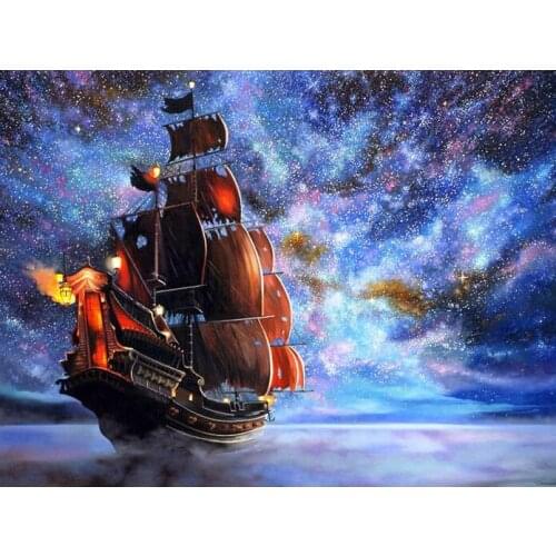 5D DIY Diamond Painting Sailboat Starry sky Full Drill Embroidery Cross Stitch Mosaic Craft Kits Home Decor Christmas Gift