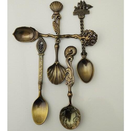 Antique tableware gift three-dimensional spoon creative coffee spoon stainless steel soup spoons skull spoon rose gold flatware