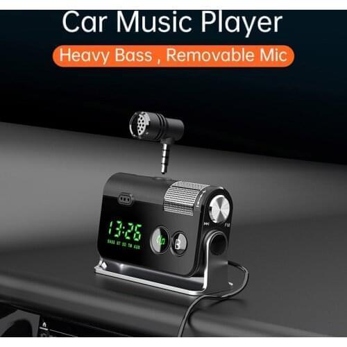 FM Transmitter Bluetooth 5.0 Car Kit Handsfree AUX Audio Receiver MP3 Player QC3.0+PD 18W USB Charger with Removable Microphone