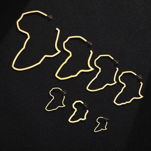 SONYA Stainless steel Africa map Big earrings For Women Hip Hop Gold Color Exaggerate Larger earrings Lovers Engagement Jewelry