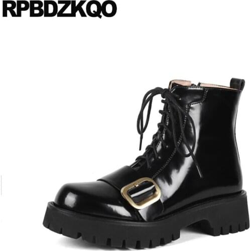 Ankle Women Martin Punk Rock Boots Combat Fashion Chunky Biker Patent Leather Platform Military Demonia Booties Shoes Motorcycle
