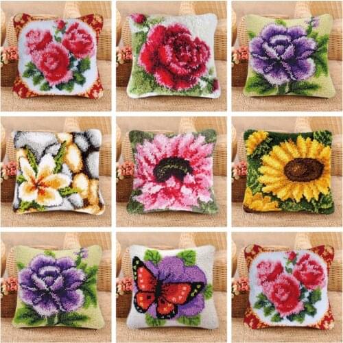 Diy Smyrna Knooppakket Klink Haak Kleed Bloemen Do It YourselfBorduurpakket Kussen Embroidery Package Pillow Latch Hook Kits AA