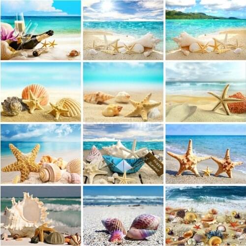 EverShine DIY Diamond Painting Full Square Shell Diamond Embroidery Beach Cross Stitch Picture Rhinestones Home Decoration